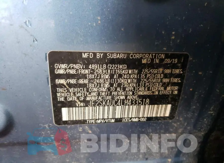 JF2SKAUC4LH433518 Photo# 13