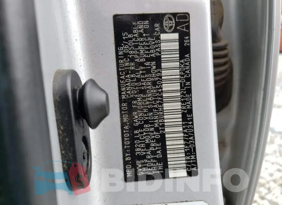 2T1BURHE7FC450793 Photo# 12