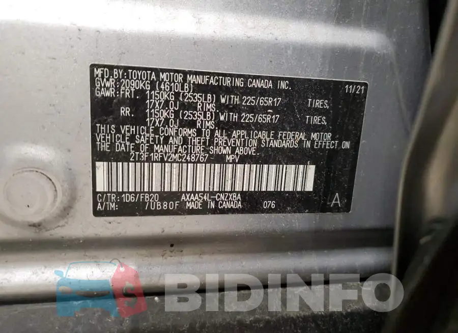 2T3F1RFV2MC248767 Photo# 13
