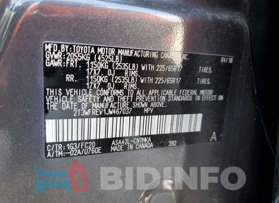 2T3WFREV1JW467037 Photo# 13