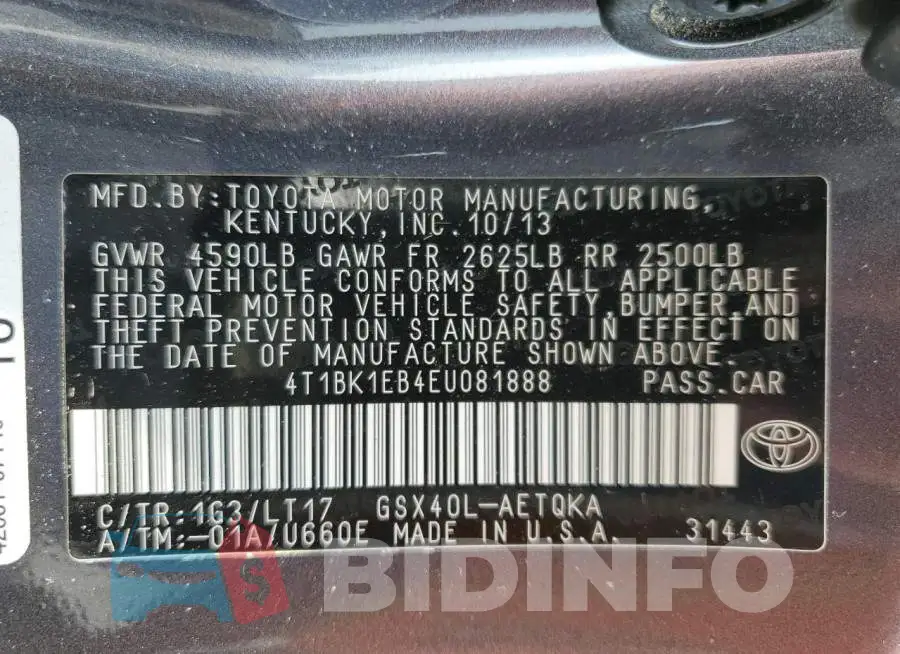 4T1BK1EB4EU081888 Photo# 12