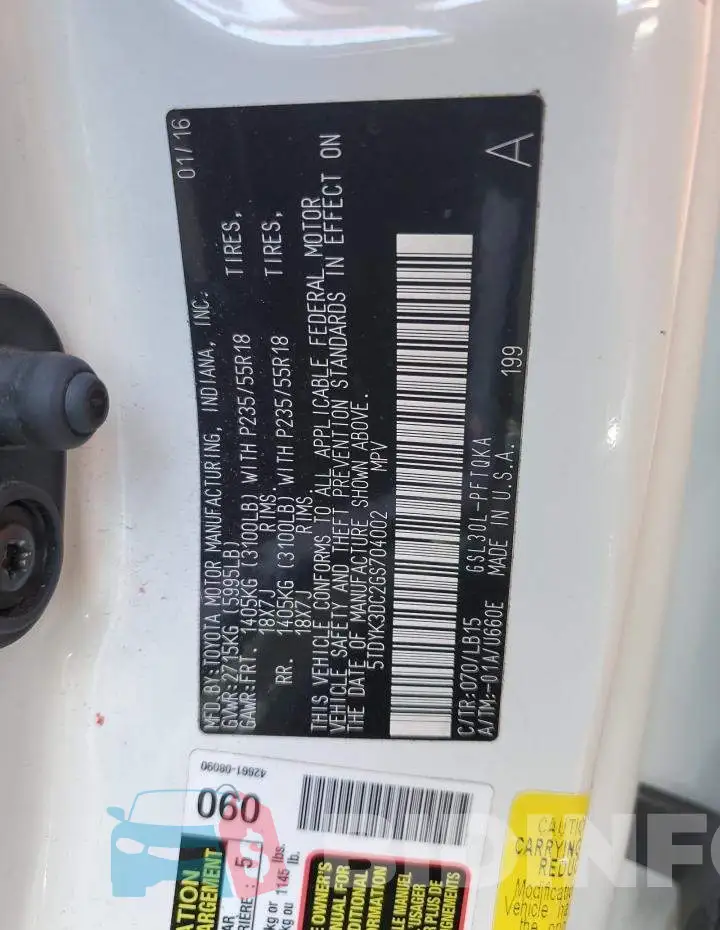 5TDYK3DC2GS704002 Photo# 13