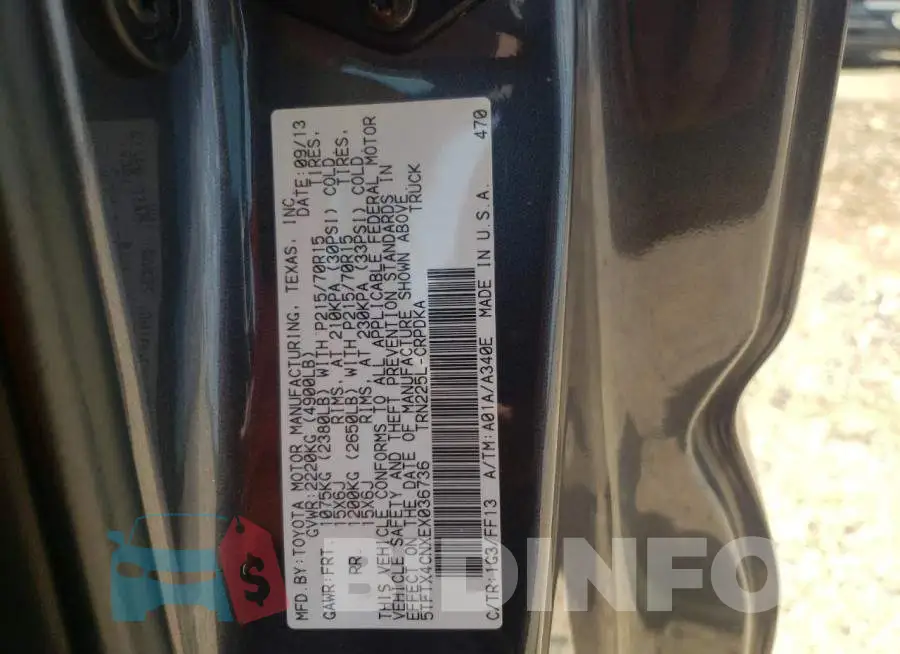 5TFTX4CNXEX036736 Photo# 12
