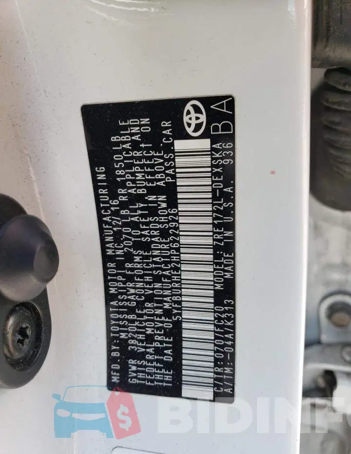 5YFBURHE2HP622926 Photo# 12