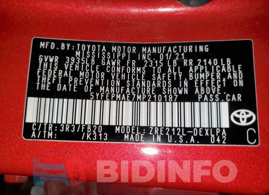 5YFEPMAE7MP210187 Photo# 12