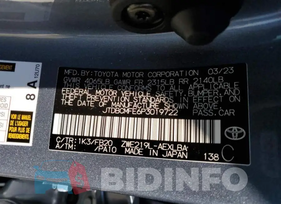 JTDBCMFE6P3019722 Photo# 12