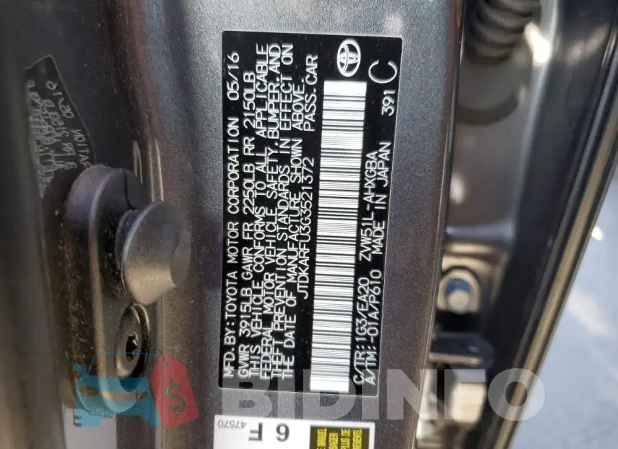 JTDKARFU3G3521372 Photo# 13
