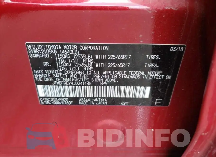 JTMBFREV4JD241148 Photo# 12