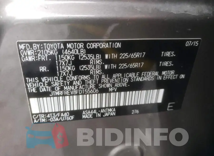 JTMRFREV8FD155606 Photo# 13