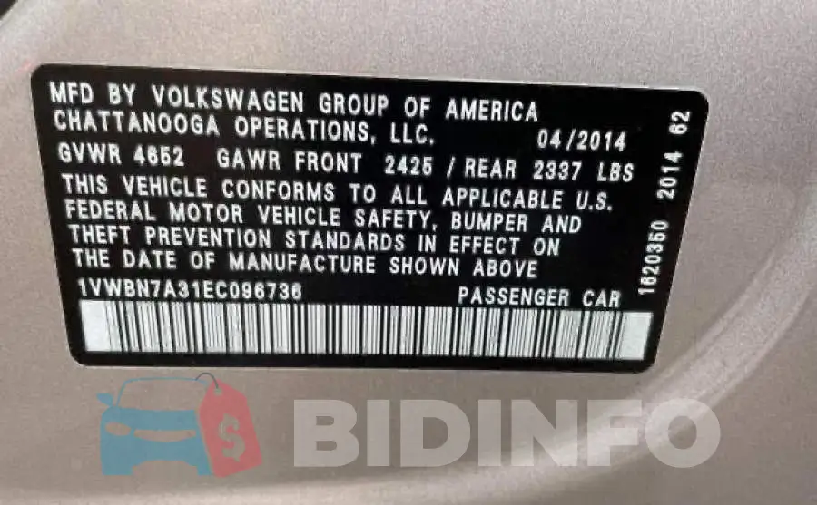 1VWBN7A31EC096736 Photo# 10