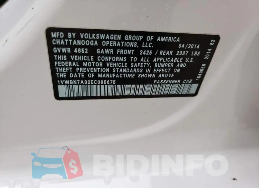 1VWBN7A32EC095675 Photo# 12