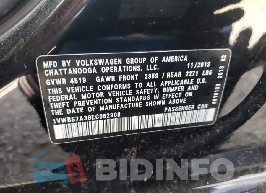 1VWBS7A36EC052806 Photo# 12