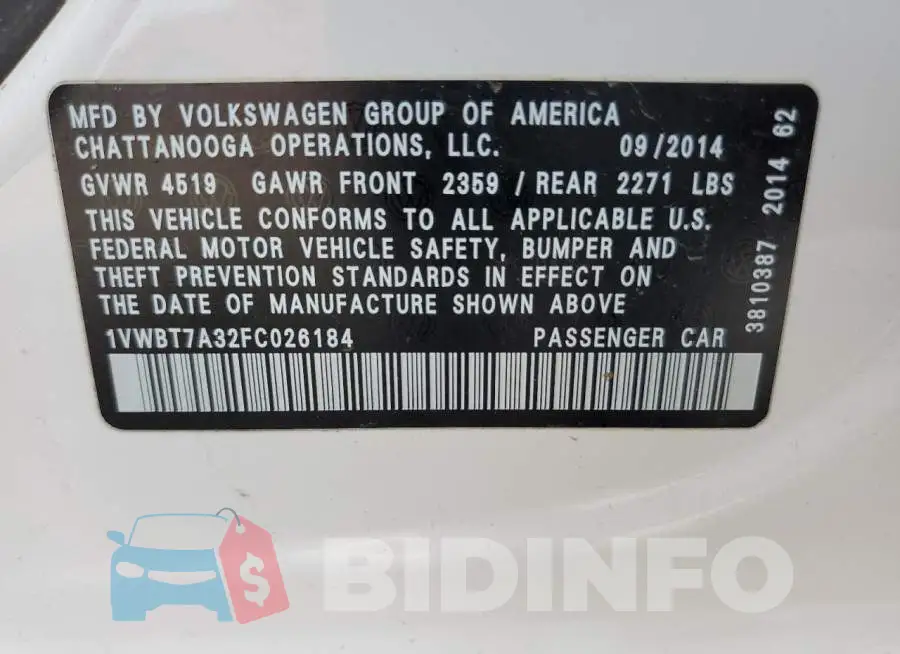 1VWBT7A32FC026184 Photo# 13