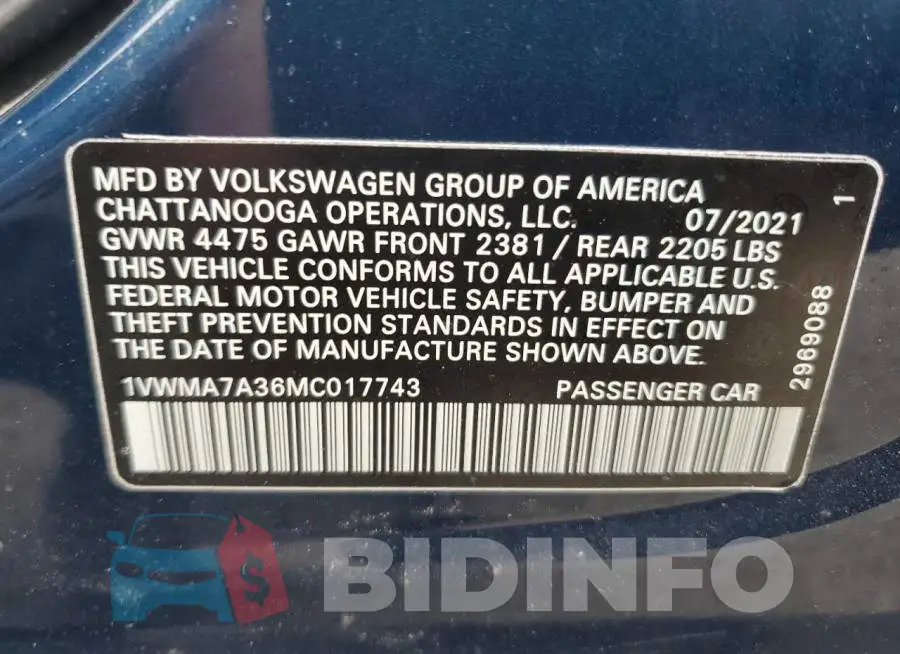 1VWMA7A36MC017743 Photo# 13