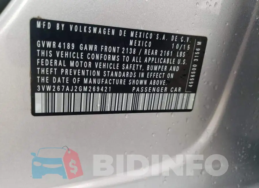 3VW267AJ2GM269421 Photo# 12