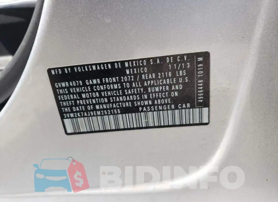 3VW2K7AJ9EM252155 Photo# 13