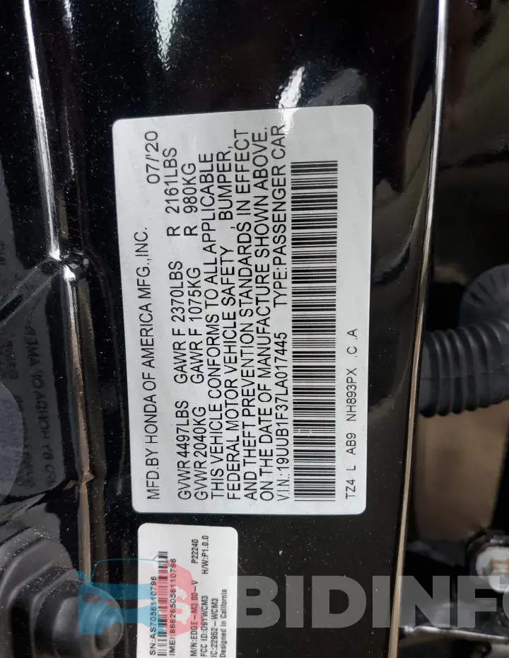 19UUB1F37LA017445 Photo# 12