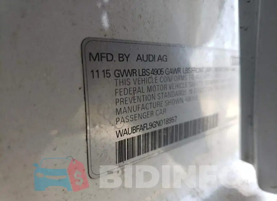 WAUBFAFL9GN018957 Photo# 12