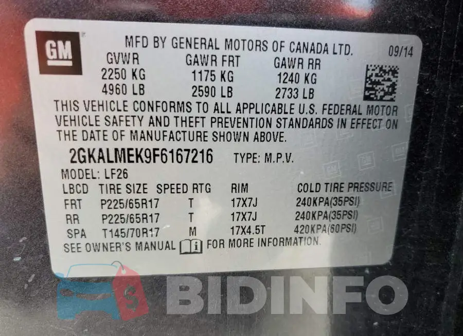 2GKALMEK9F6167216 Photo# 14