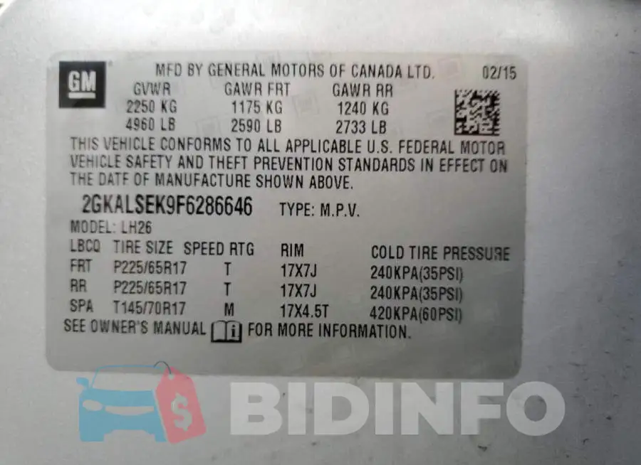 2GKALSEK9F6286646 Photo# 14