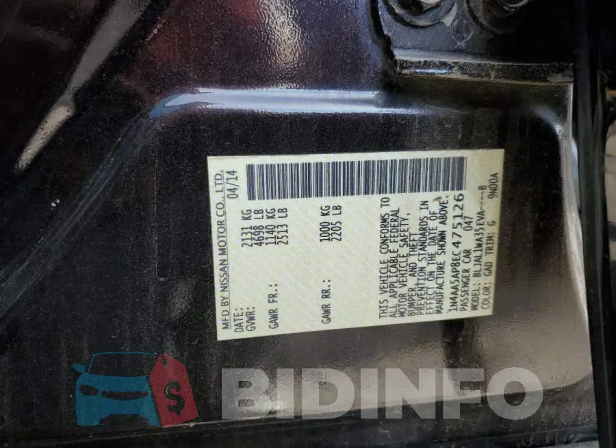 1N4AA5AP8EC475126 Photo# 13