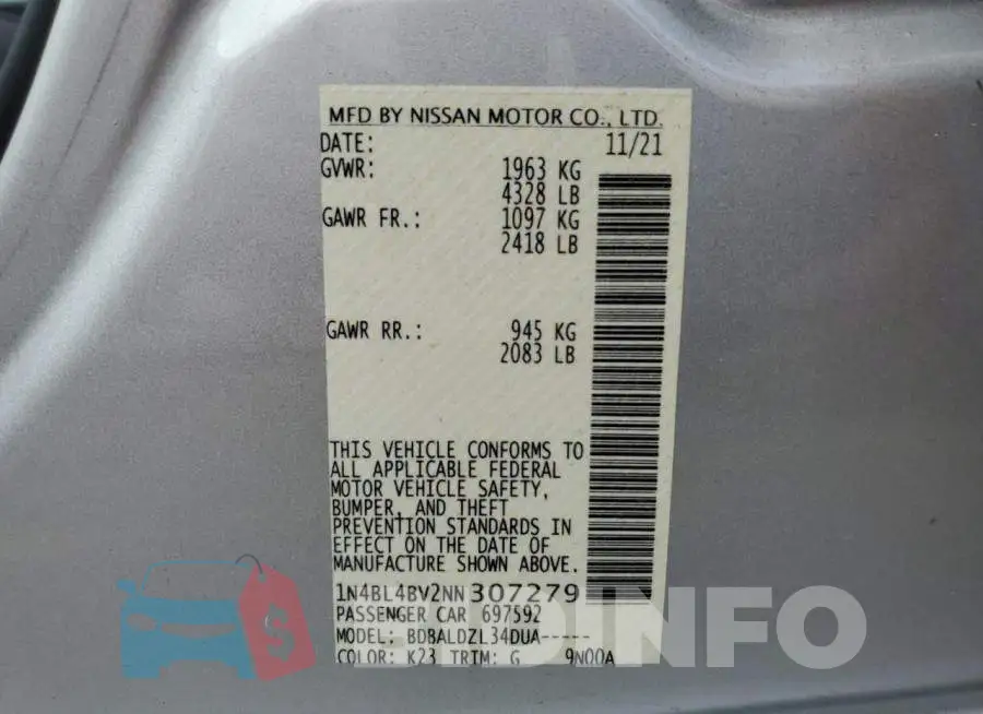 1N4BL4BV2NN307279 Photo# 12