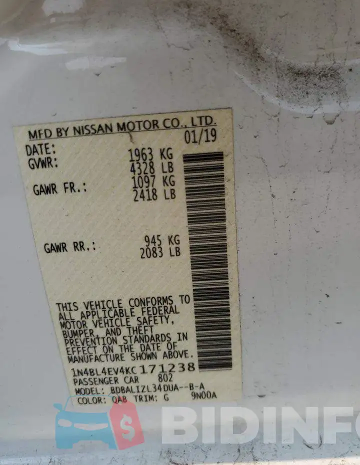 1N4BL4EV4KC171238 Photo# 13