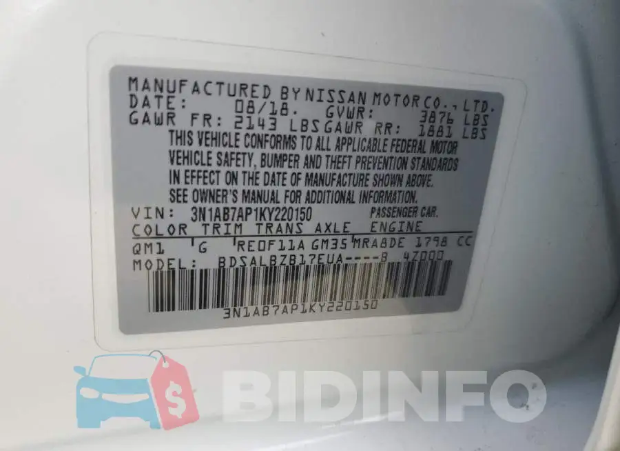 3N1AB7AP1KY220150 Photo# 12