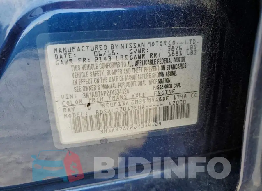 3N1AB7AP2JY334124 Photo# 12