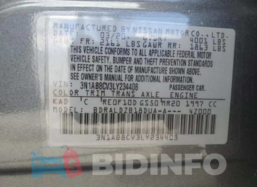 3N1AB8CV3LY234408 Photo# 12