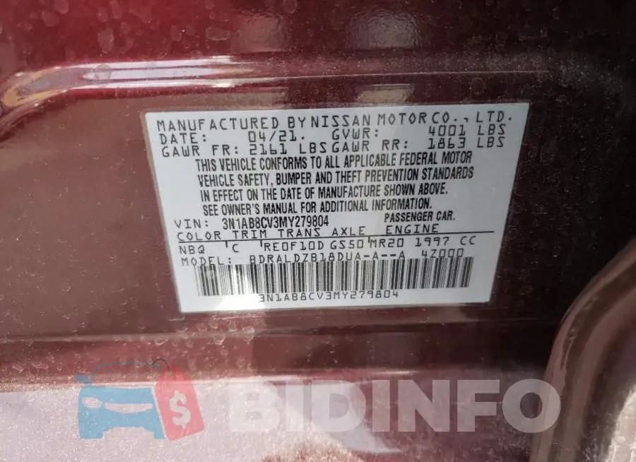 3N1AB8CV3MY279804 Photo# 12