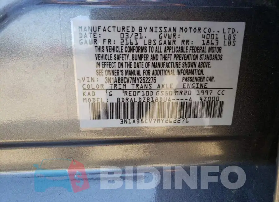 3N1AB8CV7MY262276 Photo# 13