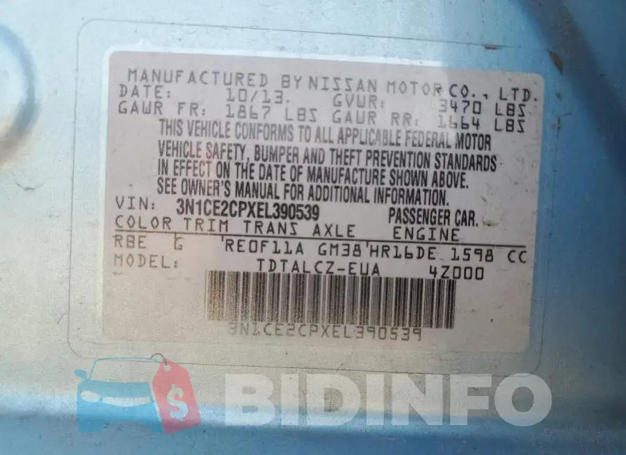 3N1CE2CPXEL390539 Photo# 12