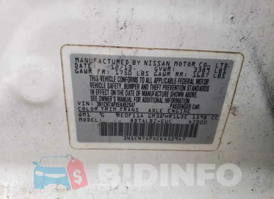 3N1CN7APXEK452947 Photo# 13