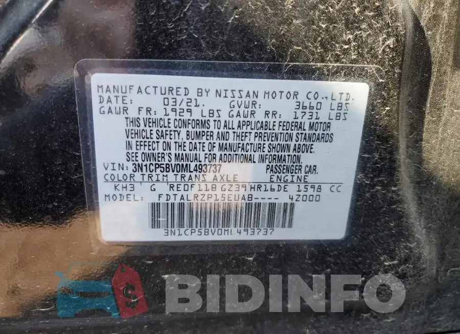 3N1CP5BV0ML493737 Photo# 13