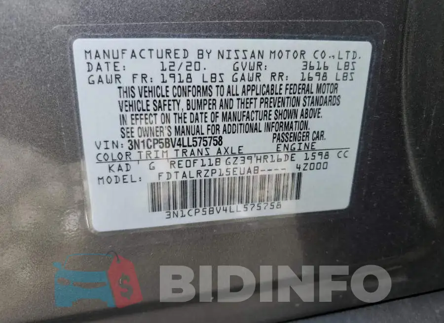 3N1CP5BV4LL575758 Photo# 12