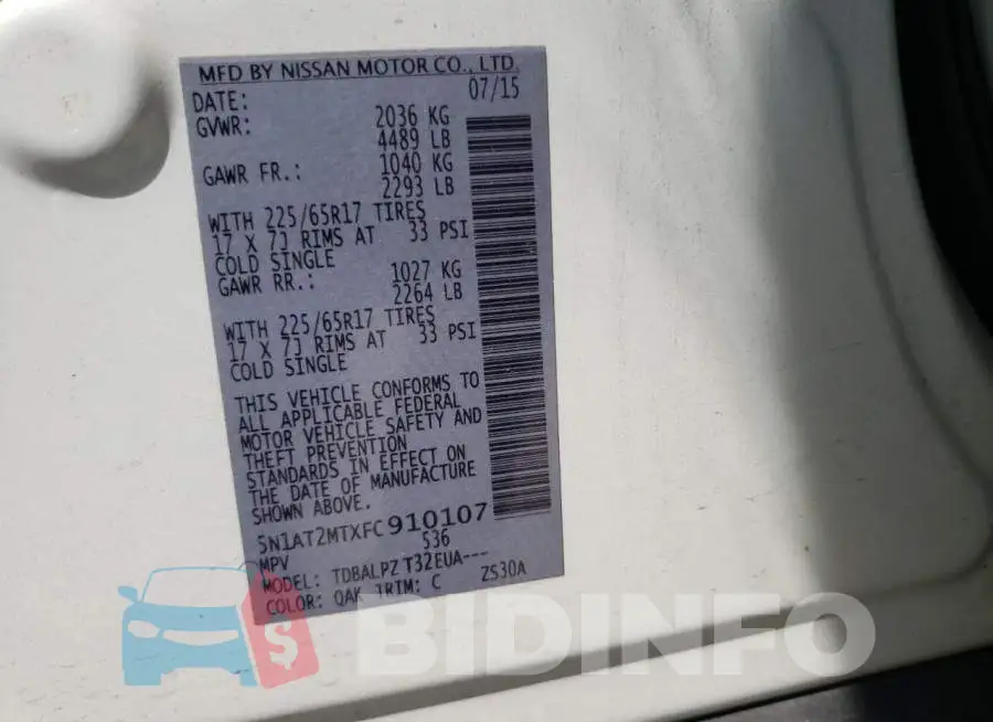 5N1AT2MTXFC910107 Photo# 13