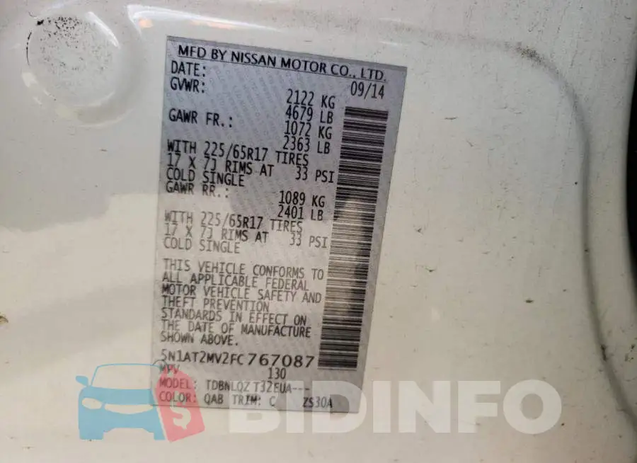 5N1AT2MV2FC767087 Photo# 13