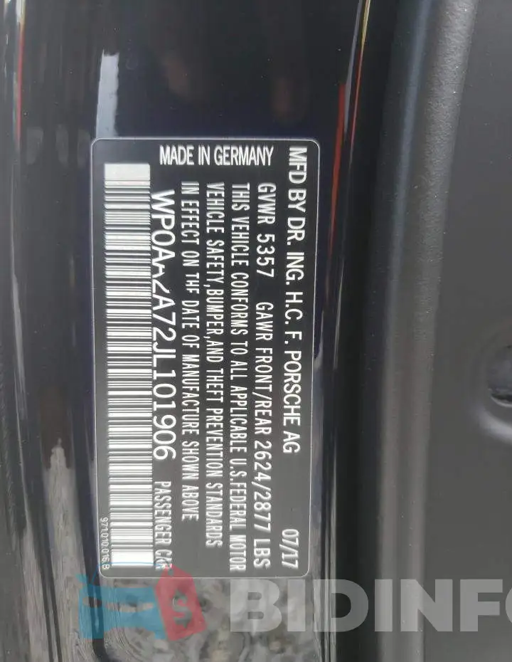WP0AA2A72JL101906 Photo# 12