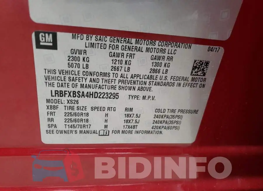LRBFXBSA4HD223295 Photo# 14