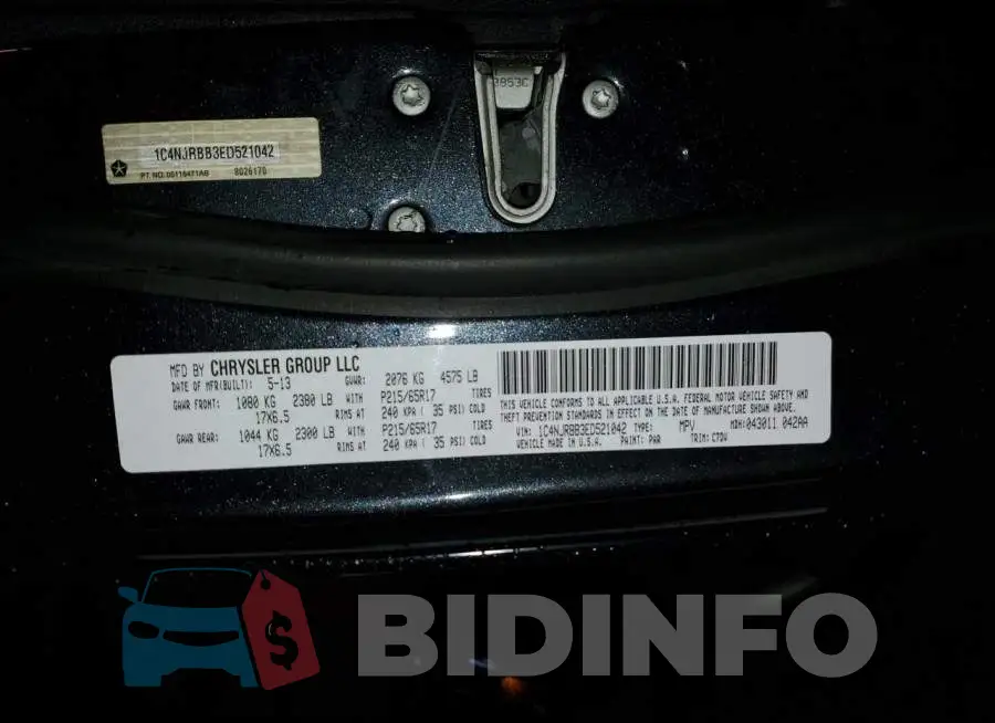 1C4NJRBB3ED521042 Photo# 13