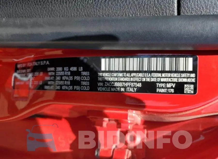 ZACCJBBB7HPF87548 Photo# 13