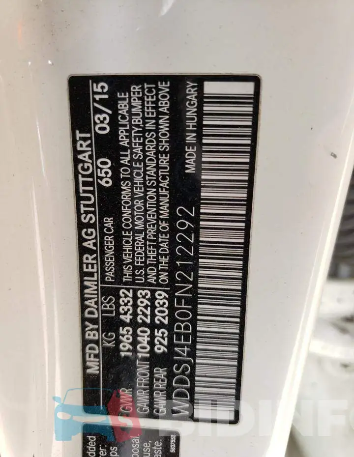 WDDSJ4EB0FN212292 Photo# 12