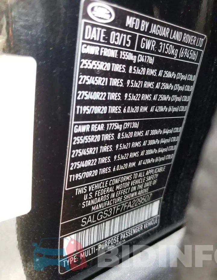 SALGS3TF7FA229507 Photo# 13