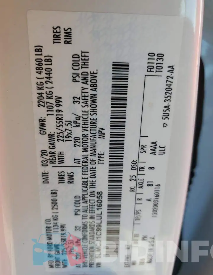 5LMCJ1C99LUL16058 Photo# 14