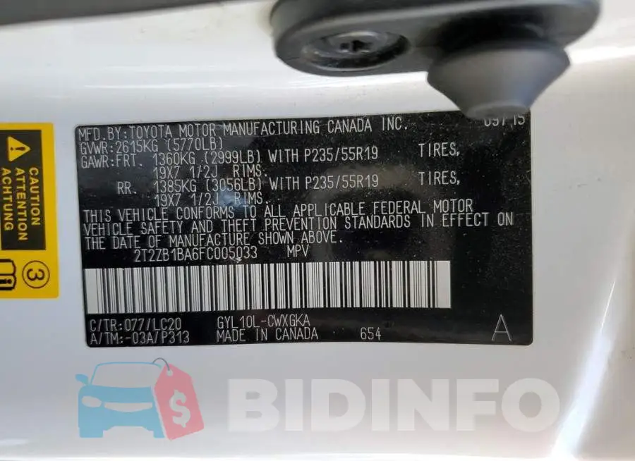 2T2ZB1BA6FC005033 Photo# 13