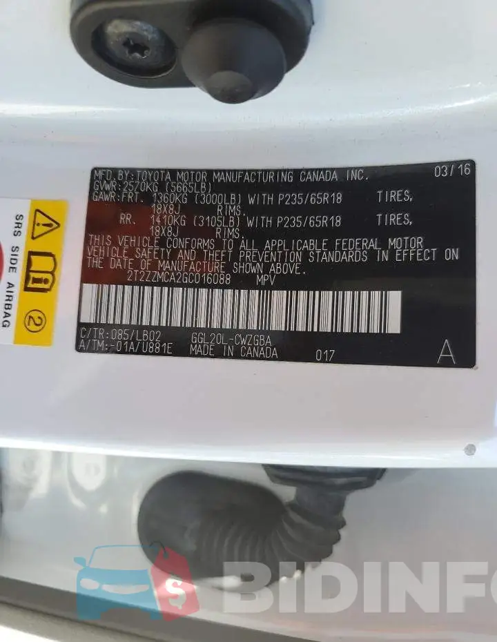 2T2ZZMCA2GC016088 Photo# 13