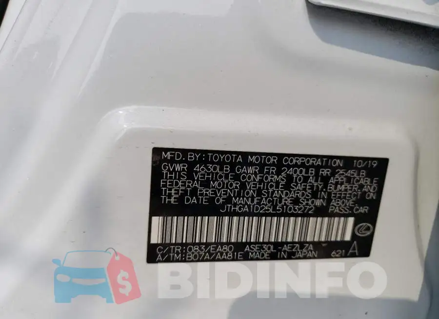 JTHGA1D25L5103272 Photo# 12