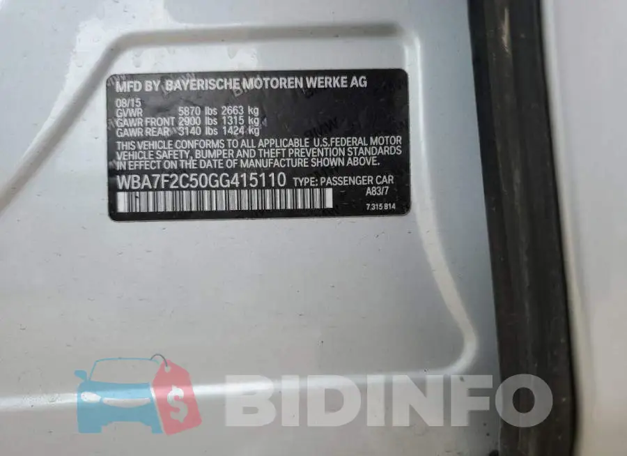 WBA7F2C50GG415110 Photo# 13