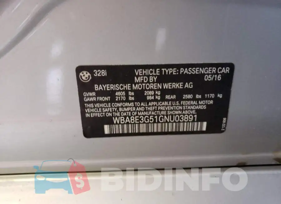 WBA8E3G51GNU03891 Photo# 12